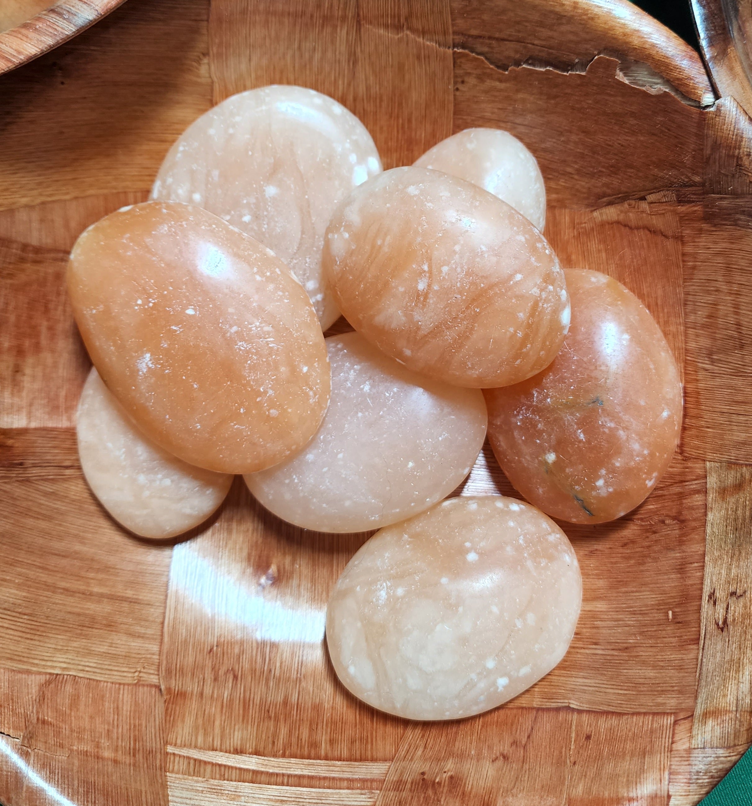 Orange Calcite Palm Stone | Pocket Rock