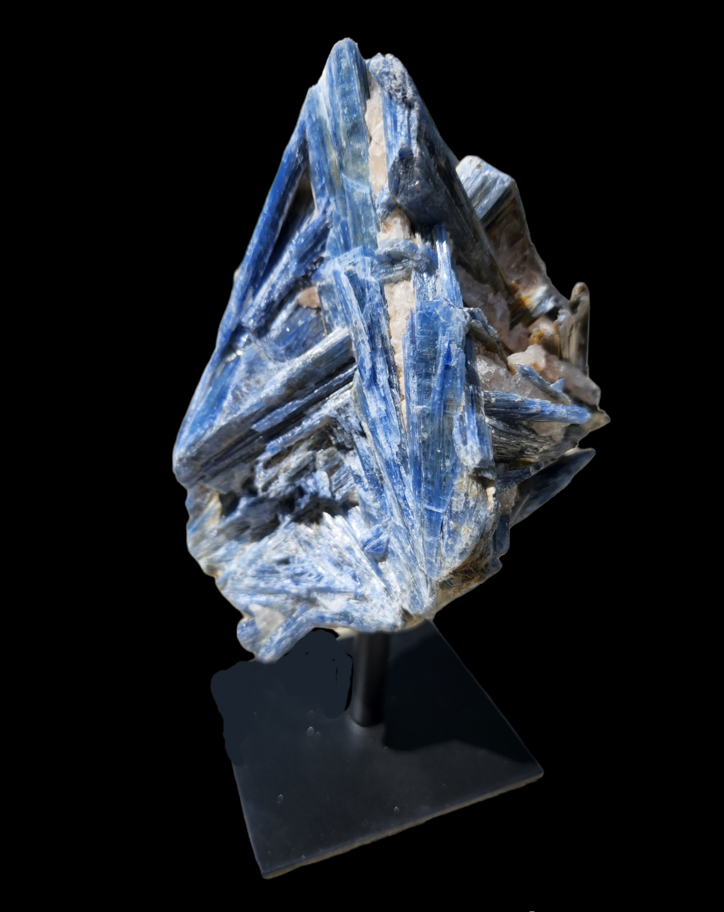 Blue Kyanite on Metal Stand | Quartz Matrix