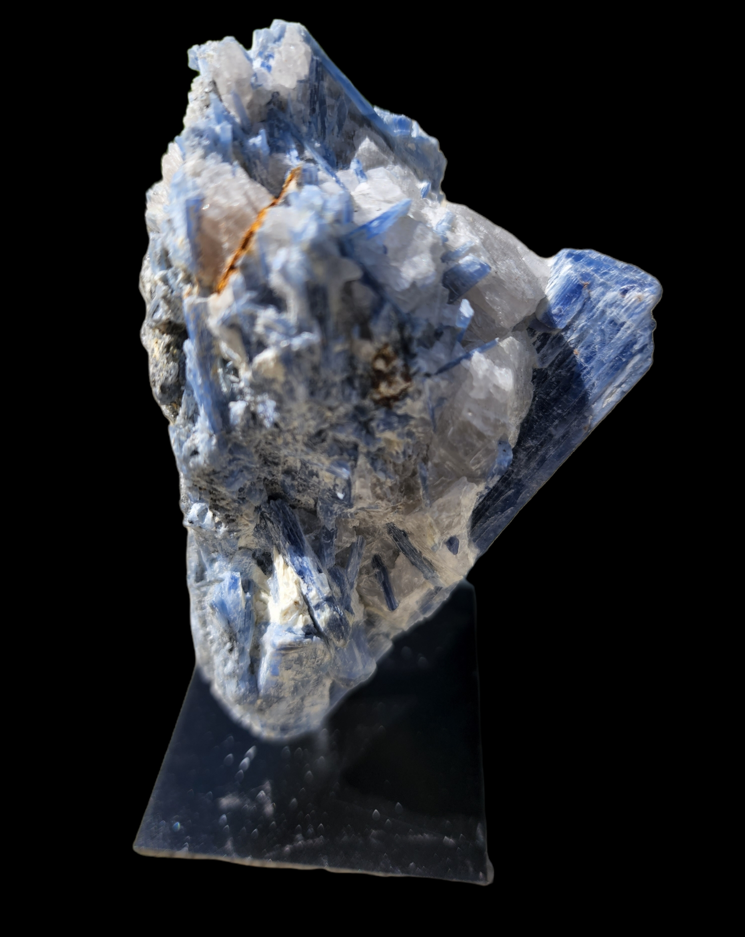 Blue Kyanite on Metal Stand | Quartz Matrix