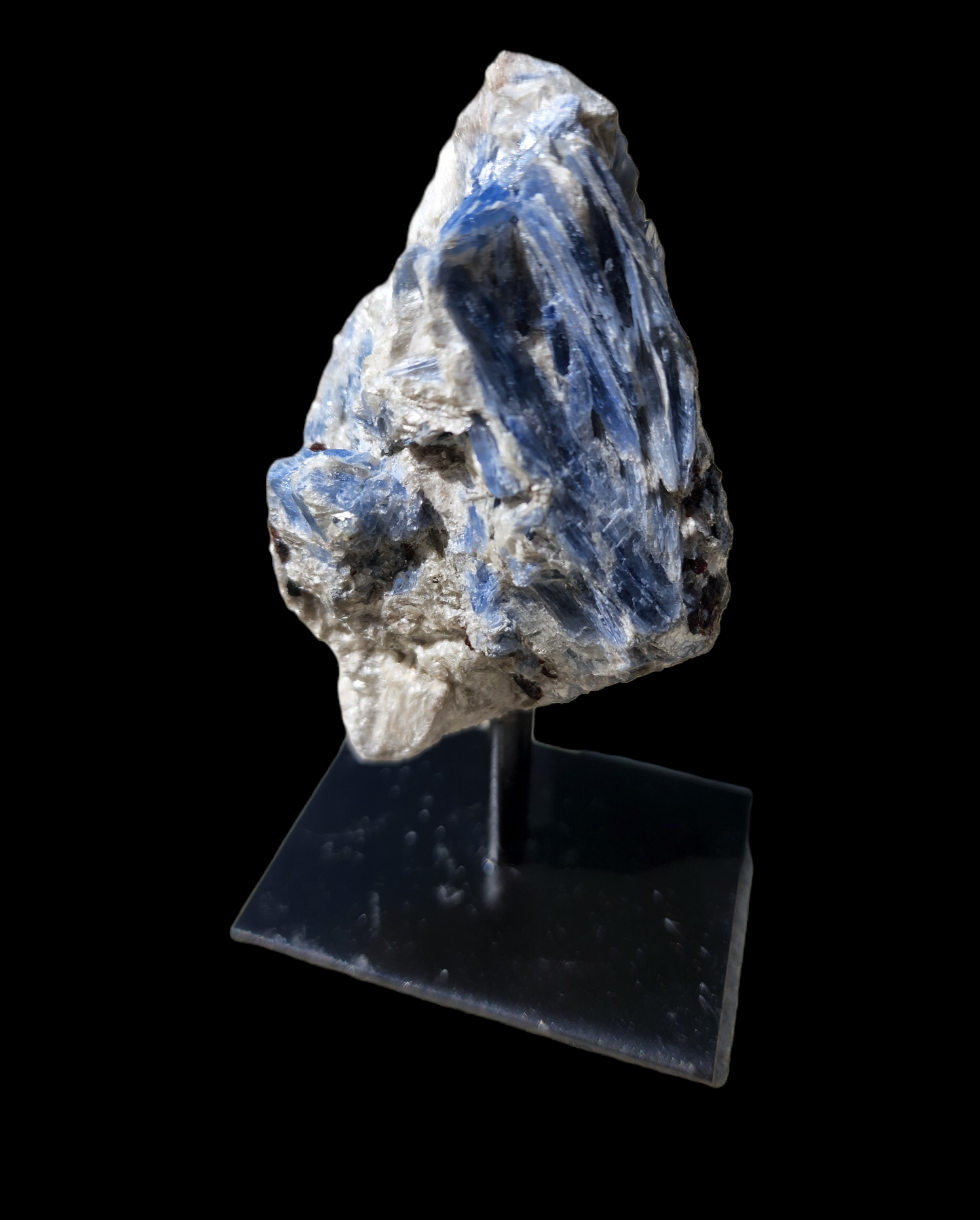 Blue Kyanite on Metal Stand | Quartz Matrix
