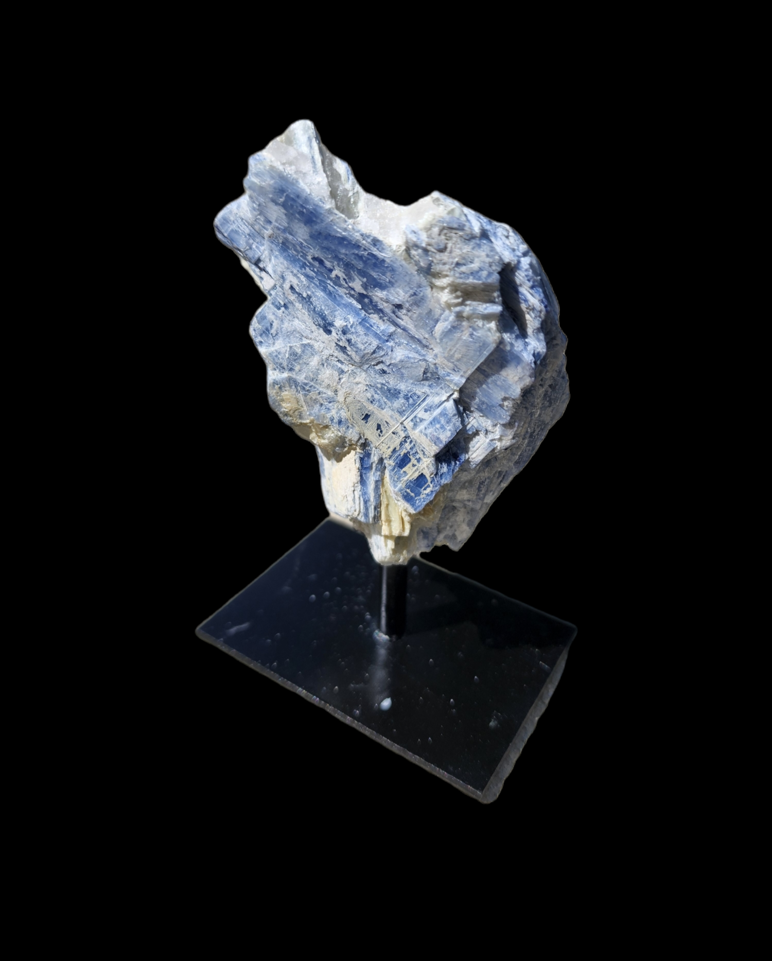 Blue Kyanite on Metal Stand | Quartz Matrix
